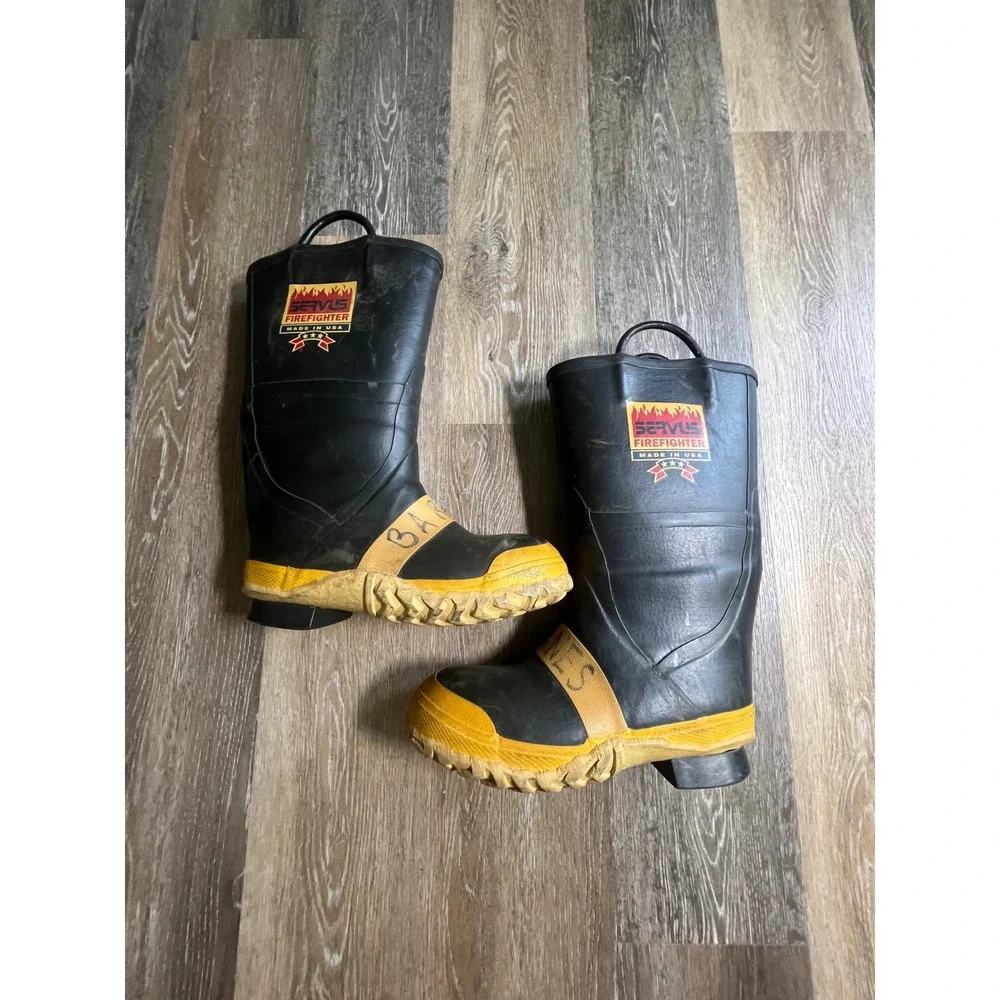 Servus Firefighter Boots Mens 10 Wide Black Good Rubber Waterproof Made in USA
